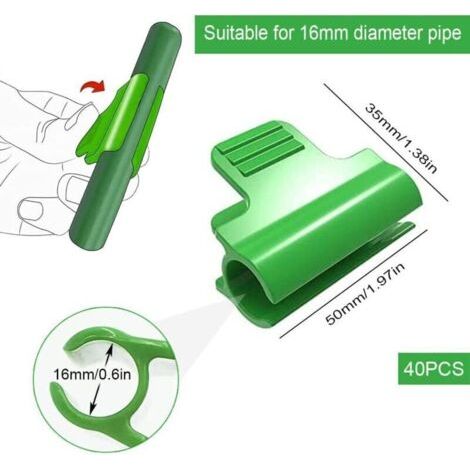 48 Pièces Clips pour Serre 16mm Clip pour Tige de Tube de Serre Clip de Film de Serre Pince à Effet de Serre Pince à Filet en Plastique Clip de Fixation pour Serre (1/3)