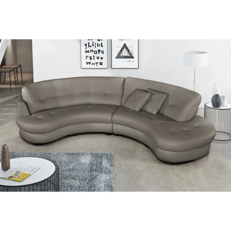 Canapé en cuir italien de luxe 5/6 places BRETINI gris foncé, côté accoudoir gauche (1/5)