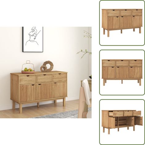 Sideboard OTTA 114x43x73,5 cm Massivholz Kiefer - Holz Sideboard - Kiefernholzmöbel - Wohnzimmermöbel - Skandinavisches Design - Regal (1/5)