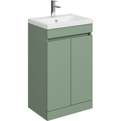Balterley Tean 500mm Floor Standing 2 Door Compact Unit with Ceramic Basin - Green