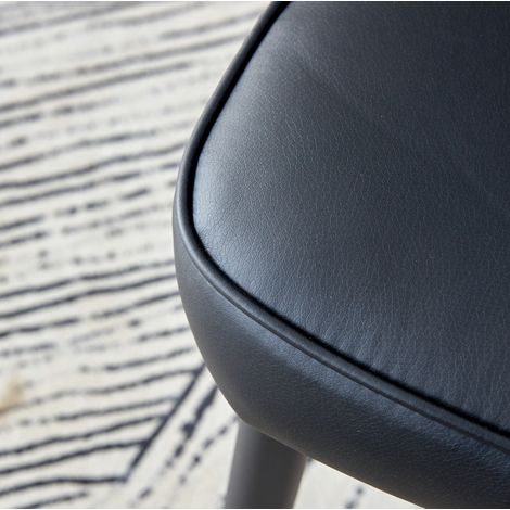 Ensemble table ronde 100 cm en MDF noir et 2 chaises noires en PU avec pieds en métal (1/5)