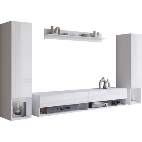 Conjunto de salón Sarasota 176, Blanco + Blanco brillante
