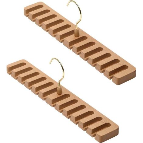 Lot de 2 porte-cravates - Porte-ceinture - Pour armoire en bois - Support mural - Porte-ceinture - Organisateur pour armoire pour organiser et ranger l'armoire (YS, 12GE) (1/5)