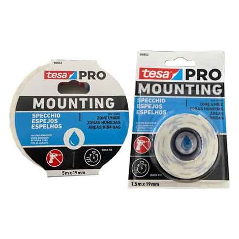 NASTRO BIADESIVO ' MOUNTING SPECCHI' TESA mm 19x5 mt - Col. Bianco