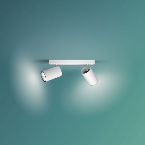 Philips Kosipo Faretto da superficie con 2 punti luce (Bianco) - Attacco GU10 (1/4)