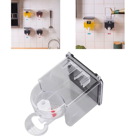 Ölspender für den Haushalt, Wandmontage, auslaufsicher, transparente Flasche für Sojasauce und Essig, kreative Flasche für Küchengewürze, Ölspender mit großem Fassungsvermögen, schwarz. (1/5)