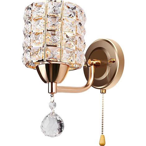 Applique Murale En Cristal Moderne, Luminaire Suspendu, E26/E27, Pour Escaliers, Doré (1/5)