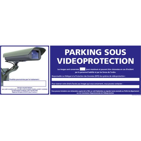 PANNEAU PARKING SOUS VIDEO PROTECTION (G1195) - Plastique PVC 1,5 mm - 210 x 75 mm