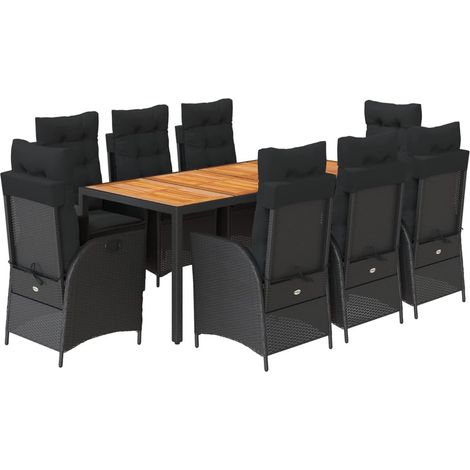 Maison Exclusive - Set de comedor de jardín 9 pzas y cojines ratá (1/5)