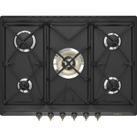 Smeg – Plaque de cuisson intégrée 68.5 cm – Gaz 5 foyers – SRV876AOGH – Couleur anthracite – Commande rotative en haut devant