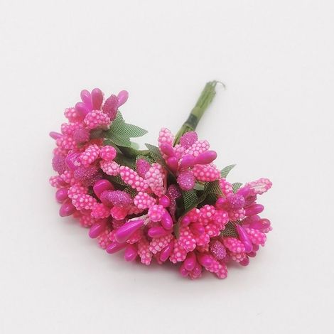 Lot de 12 fleurs artificielles de petites baies en fil de fer pour mariage, scrapbooking, bricolage (rose rouge - 12 bouquets) (1/5)