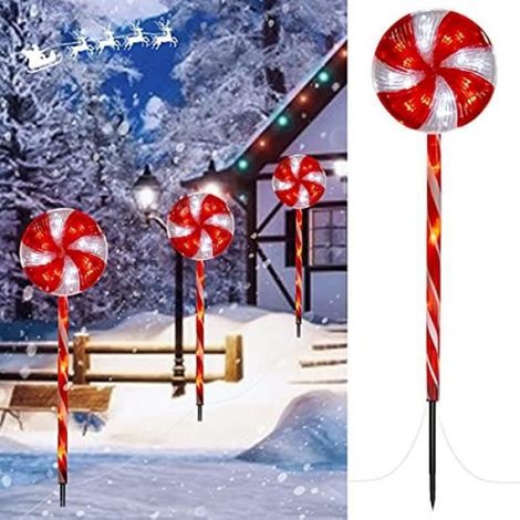 Guirlande lumineuse - Lot de 3 lampes LED - Rouge - Jardin - Noël (1/4)