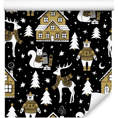 Winterwald-Tapete, schwarz, 50 x 1000 cm (1/5)