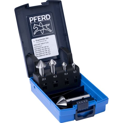 PFERD TOOLS HSS-Kegelsenker-Set UGT 5-tlg. DIN 335 C 90° mit Ungleichteilung