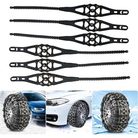 Lot de 6 chaînes à neige antidérapantes universelles pour pneus de voiture, chaîne antidérapante pour tout-terrain, neige, pour SUV, véhicules tout-terrain, voitures, camionnettes, etc