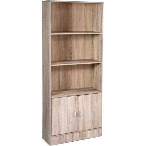 ERMES LIBRERIA IN LEGNO 60 X 24 X 170 CM COLORE NOCE CON 2 ANTE