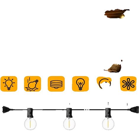 Guirnalda de luces exteriores, impermeable, de bajo consumo, 8 m (27 pies), 10 LED, enchufe europeo (UE-B). (1/2)