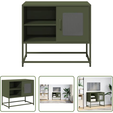 Meuble tv vert olive - Meuble TV vert olive 68x39x60,5 cm acier (1/5)