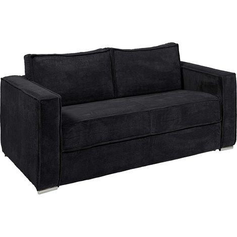 Divano letto 3 posti express in velluto a coste nero Letto 140 cm Materasso 22 cm con memory foam - LORETO