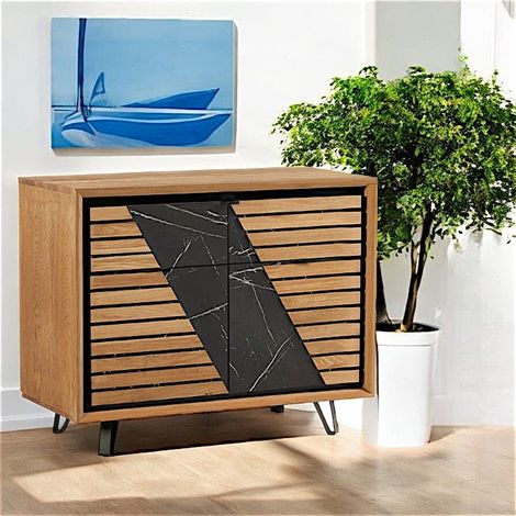 Petit buffet design en bois de chêne finition miel ESSEN (1/3)
