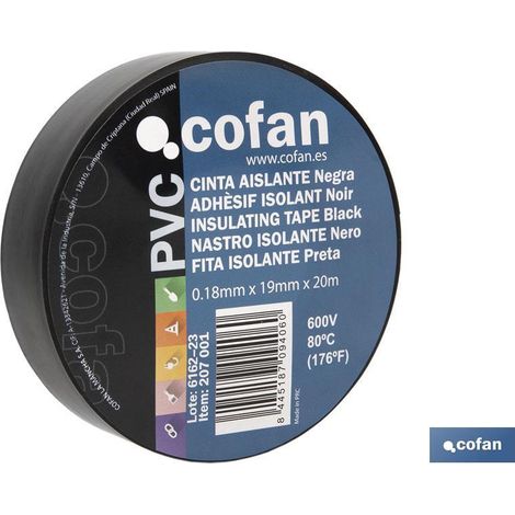 Ruban Isolant 180 Microns Noir 19mmx20 Mètres