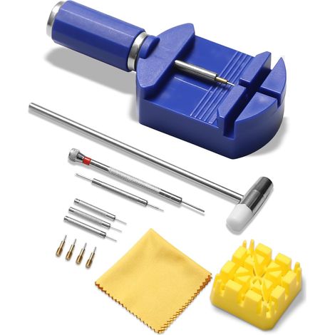 Outil Bracelet Montre - Outil Reparation Horlogerie pour Réglage Accourcir Bracelet - Kit de Demontage pour Enlever Maillon et Chasse Goupille (1/5)