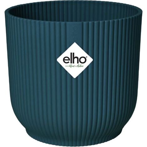 POT DE FLEURS ROND VIBES - PLASTIQUE - Ø25 - BLEU FONCÉ ELHO 2842202529400