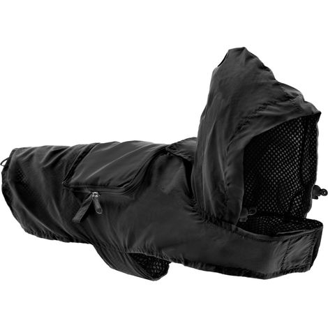 Record imperméable pour Chiens avec Capuche réglable Noir XXXL - Veste de Pluie Pliable en Format de Poche avec Fermeture Auto-agrippante et Trou pour Laisse (1/3)