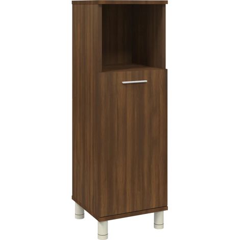 Armoire de bain autoportante avec grand espace de rangement 30 x 30 x 95 cm en bois d'ingénierie chêne marron (1/5)