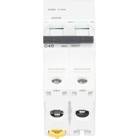 Disjoncteur 2P MCB, montage sur rail, contacts argentés, 400 V, pouvoir de coupure de 6000 A. (1/5)