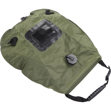 Sac de douche solaire de 5 gallons avec pommeau de douche pour le camping, la plage, la natation, les voyages et la randonnée en plein air. (1/5)