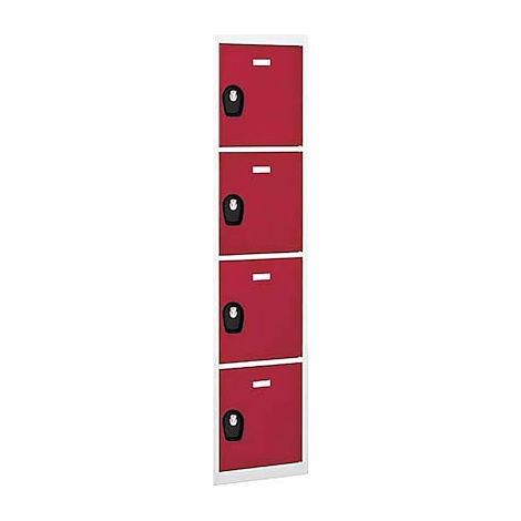 Vestiaire Colonne 4 cases - Elément suivant - gris/rouge - Maxiburo