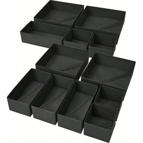 6 boîtes de rangement pliables en tissu pour placard, commode, organisateur de tiroirs : paniers, bacs, conteneurs et séparateurs pour vêtements, sous-vêtements, soutiens-gorge, chaussettes et lingeri (1/4)