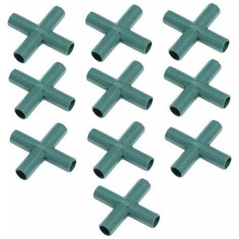 Connecteurs de cadre en plastique, connecteurs tubulaires à angle droit, connecteurs pour la construction de serres, 16 mm, 4 voies, en croix, lot de 10 (1/4)