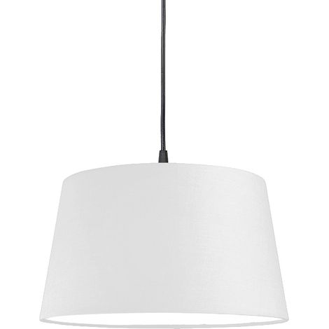QAZQA Moderno Lámpara colgante moderna negra con pantalla blanca 45 cm - Pendant Plástico Redonda /Alargada Adecuado para LED Max. 1 x 60 Watt