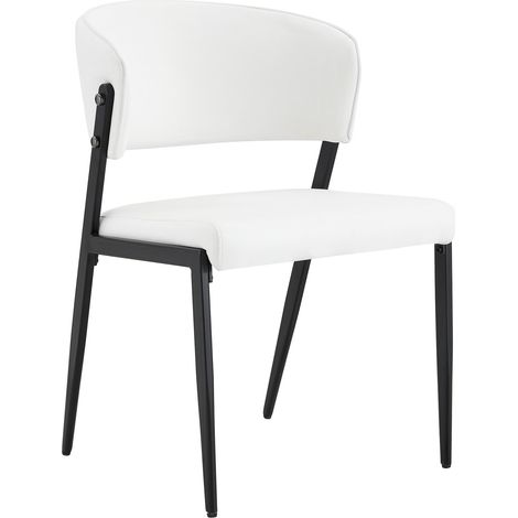Set di 2 sedie da pranzo moderne in PU bianco con struttura in metallo imbottite MODENUIT (1/5)