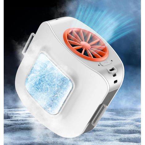 Ventilateur Tee Shirt Portable avec Glacon Plaque de Refroidissement, Ventilateur de Cou Ceinture 10000mAh Rechargeable 13500TR/M Puissant, Climatiseur Mobile 3 Vitesses pour Extérieur Voyage Camping (1/5)
