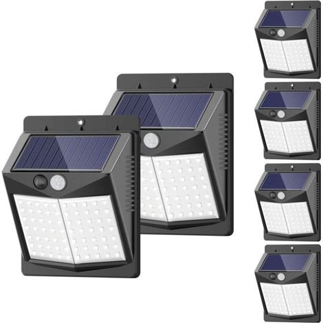 Lot de six lampes solaires extérieures à détecteur de mouvement - Lampe solaire étanche à 3 modes lampe de sécurité sans fil lampe murale de jardin [50 LED].