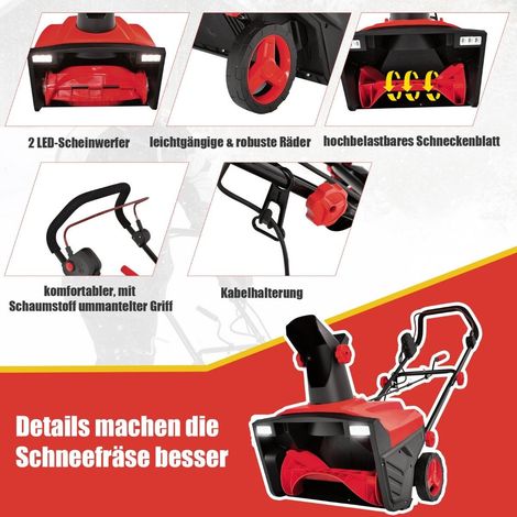 Quitanieves eléctrico con luces LED y motor de 15 A Ancho de trabajo 50 cm Altura de trabajo 25 cm Rojo + Negro (1/5)