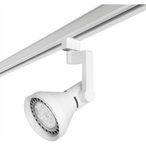 Forlight Cone - Spot sur Rail pour Ampoule E27 de 60W. Diamètre 11.4cm. Structure en Acier. Coloris Blanc