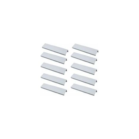 Lot de 10 Poignée Profil Poignée de Meuble Cuisine - Poignée Invisible Poignee de Meuble Brossé Poignée Meuble argent en Alliage d'Aluminium Entraxe 96mm- Crezuo (1/4)