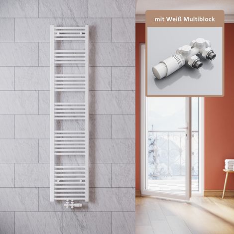 SONNI Handtuchtrockner Bad 1800x400mm Badheizkörper Weiß Heizkörper thermostatkopf,mit Ventil,650 Watt (1/5)