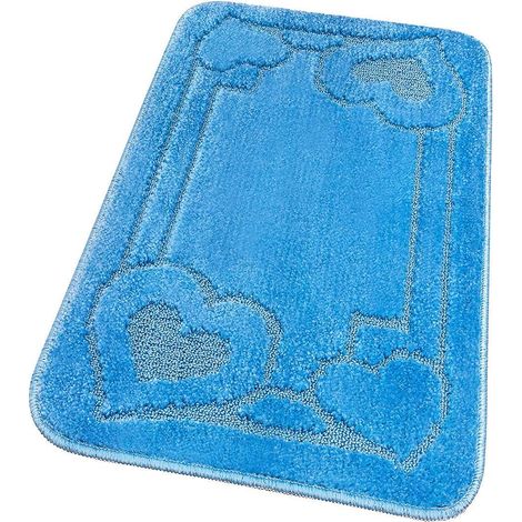 Tappeto Bagno Tinta Unita Antiscivolo Assorbente Camera Letto 100% Made In Italy Azzurro - 50x110 cm