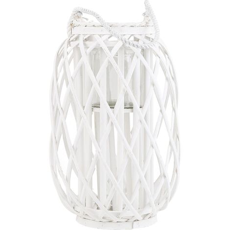 Linterna decorativa de madera blanca 40 cm adorno farol candelero Mauritius