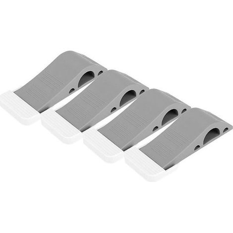 Tope de puerta，Soporte de goma para puerta，paquete de 4，paquete de 4，Amortiguador de puerta，Gris，con 4 soportes，Cuña de tope de puerta de goma