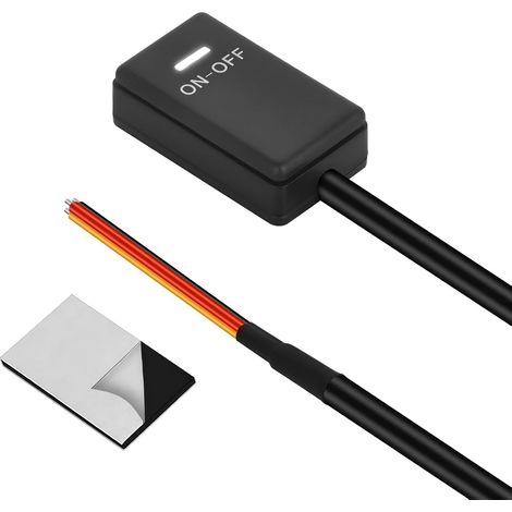 Bouton interrupteur DIY type ON/OFF pour phares antibrouillard, 12 V/1 A, LED blanche, double ruban adhésif, fils de 30 cm (1/5)