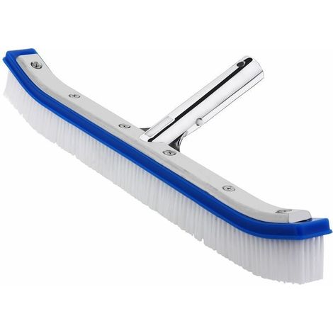 Reinforced 46cm pool brush suitable for standard supports - Stiff PVC bristles - Aluminum connecting head. Maintenance, cleaning (1/4)