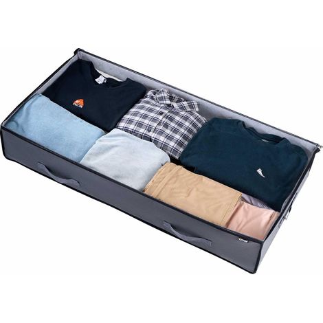 Sacs de Rangement sous Lit 4 Pièces 90 L, Organisateur de Chaussures sous le Lit avec Couvercles Transparents, Boîte de Rangement pour Vêtements, Couvertures, Chambre à Coucher, Maison, Gris (1/5)