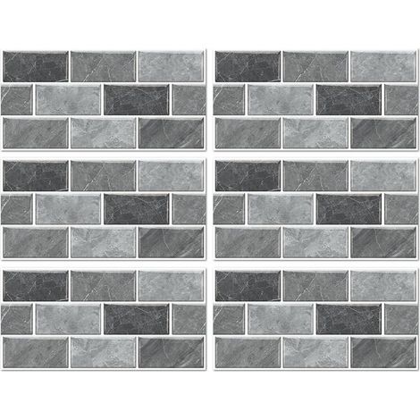 GDHZS- Stickers Carrelage Cuisine, 12 pièces Autocollant en Tuile Auto-Adhésif Sticker Imperméable en PVC Autocollants de Carreaux Carrelage Adhesif Mural (1/5)