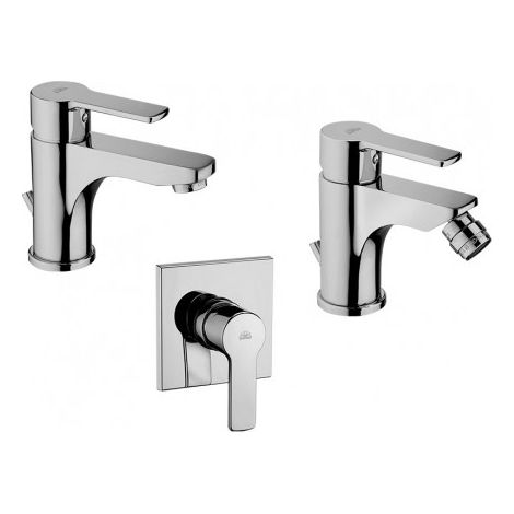 Composizione Red, miscelatori lavabo, bidet e doccia in ottone (1/4)